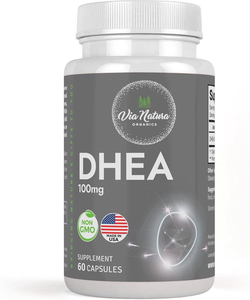 DHEA 100mg | Non-GMO | Glutenfreie Ergänzung | 60 Kapseln