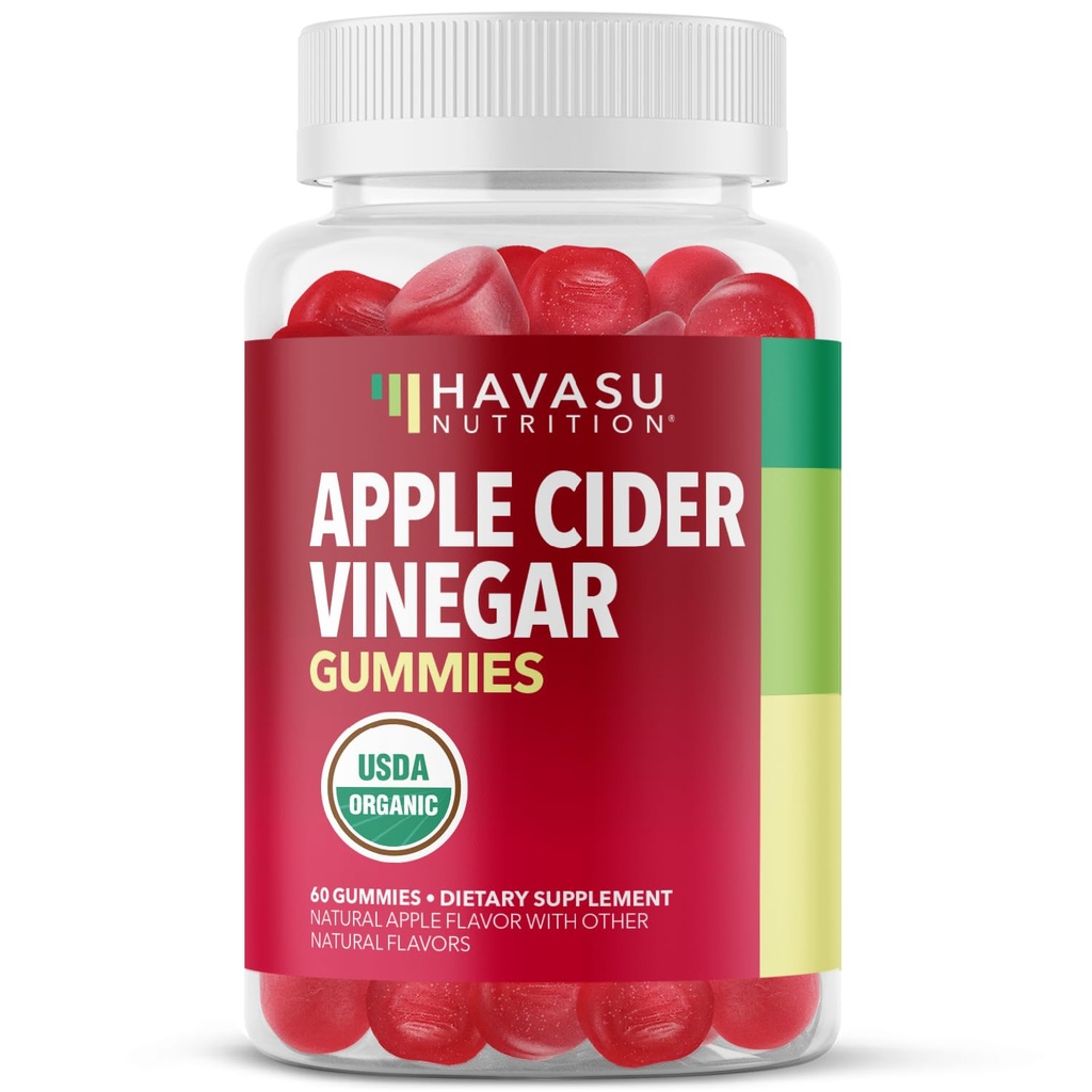 Apfel Apfelessig-Gummien - Bio ACV Vitamine für Verdauungs-Gesundheit, Stoffwechsel & Gut-Unterstützung - 60 Count - Vegan, Non-GMO, Gluten-Free - Köstliche Geschmacksrichtung & No Harsh - 1 Monat Versorgung