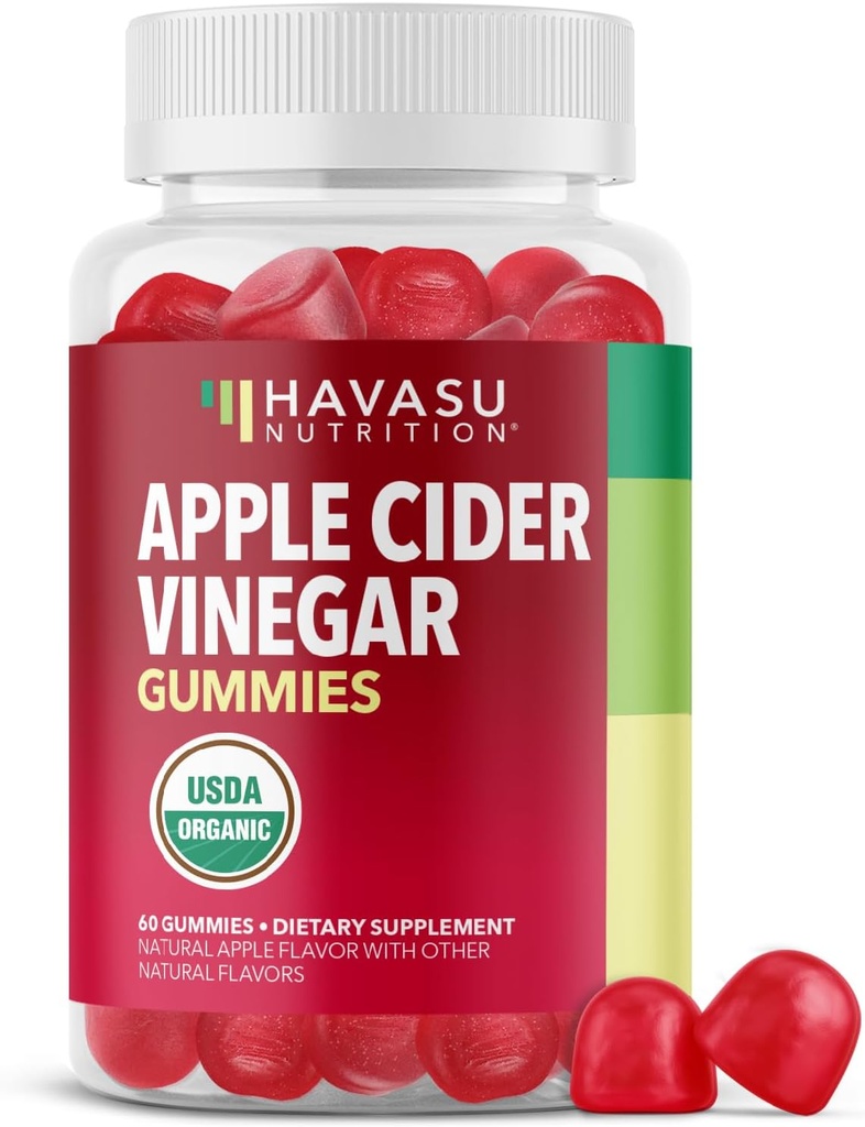 Apfel Apfelessig-Gummien - Bio ACV Vitamine für Verdauungs-Gesundheit, Stoffwechsel & Gut-Unterstützung - 60 Count - Vegan, Non-GMO, Gluten-Free - Köstliche Geschmacksrichtung & No Harsh - 1 Monat Versorgung