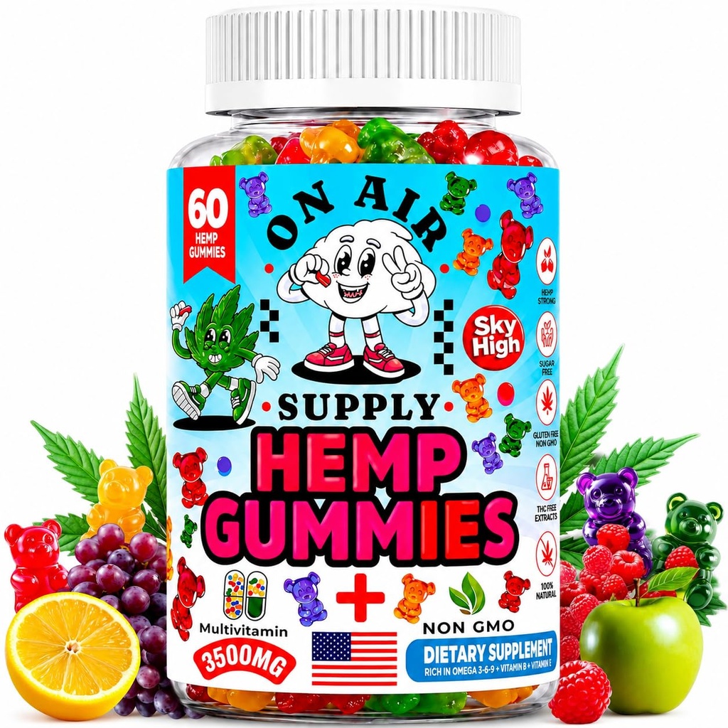 Hanfgummis - Extra Potenz - 3500MG für Schmerz & Stress Relief, Flavorful Mix Natural Hemp Oil Gummis + Extra für Schlaf, Angst, ruhige und gemeinsame Unterstützung –Glutenfreie Bits - Made in USA
