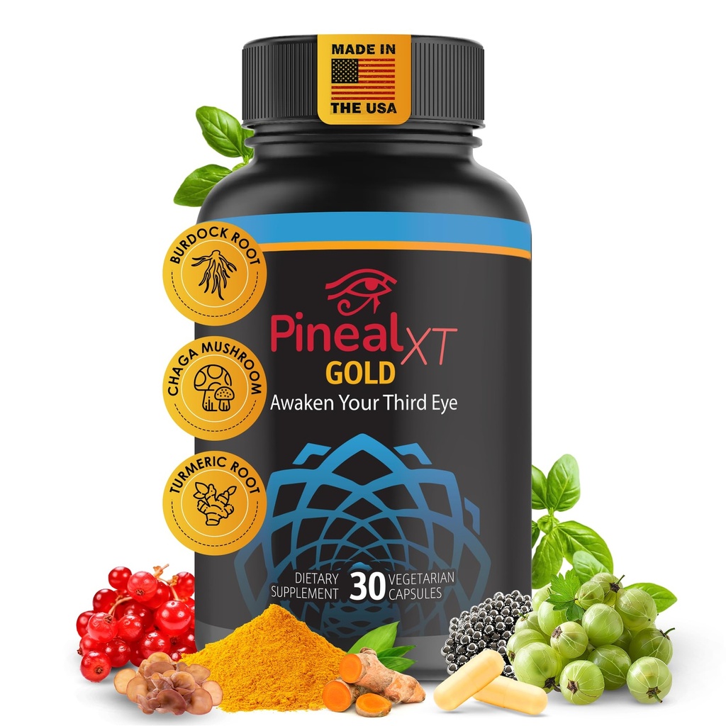 Pineal XT Gold - Pineal Gland Supplement - Third Eye Awakening - Fokus und Memory Supplement für Gehirn - 7 Leistungsstarke Inhaltsstoffe Decalcify, Detox und Aktivieren Sie Ihre Pineal Gland