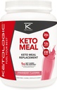 KetoLogic Keto Meal Ersatz Shake Pulver für optimale Ergebnisse + MCT Öl + Gras-Fed Whey - Perfekt geformte Makros für Ketosis - 20 Servierungen - Erdbeere