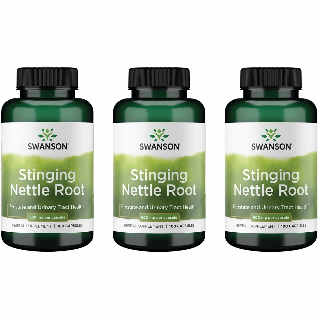 Swanson Sting Nettle Root (Urtica Dioica) - Kräuterergänzung - (100 Kapseln, 500mg) (3 Packung)