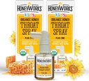 Vaporisateur de gorge pour enfants HoneyWorks pour le soulagement de la gorge douloureuse, 1 oz (paquet de 2) Apaisant non-OGM USDA Miel foncé biologique + zinc, soulagement à action rapide, 12 mois+