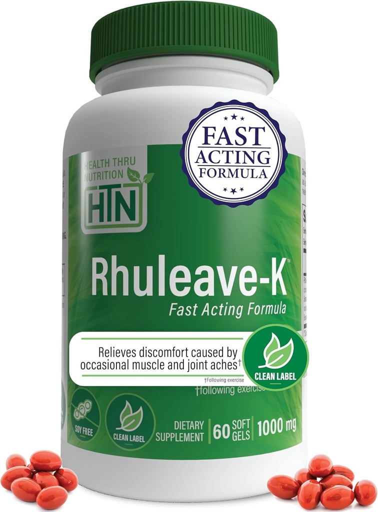 Gesundheit Thru Nutrition Acute Formel | Rhuleave-K 1.000mg Curcumin, Boswellia und Black Sesam Seed Oil | Joint and Muskel Fast Acting | Klinisch untersucht | Non-GMO (Pack von 60)