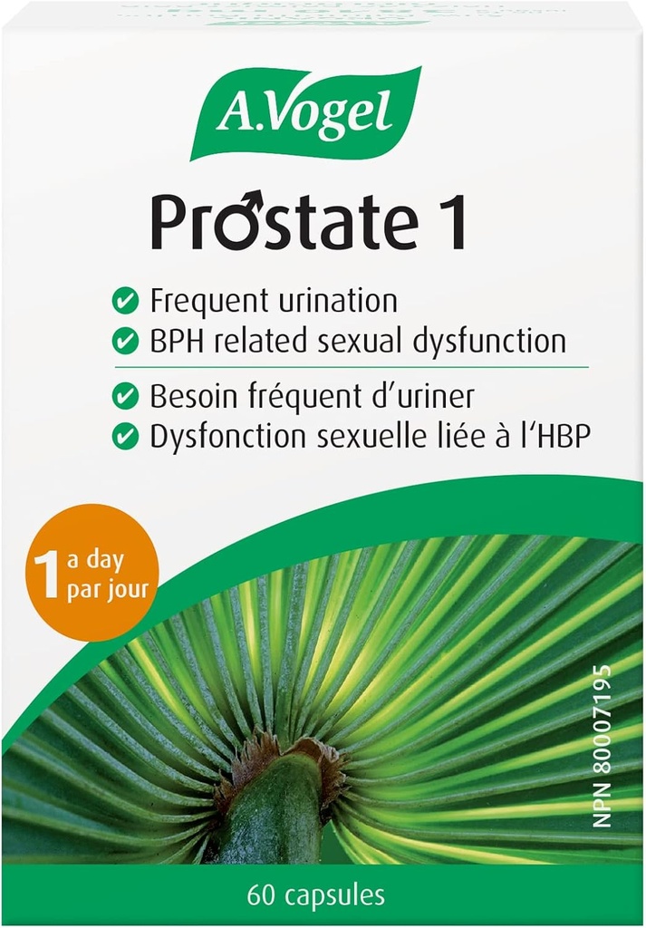A. Vogel Prostata 1 - Organic Saw Palmetto Prostate Support Supplement - 85 Prozente Fettsäuren - Klinisch nachgewiesene Wirksamkeit (60 Kapseln)