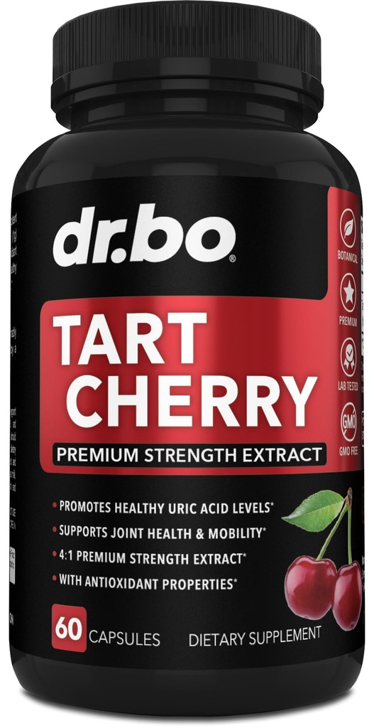Tart Kirsch Extrakt Kapseln Ergänzung - Purge Uric Säure Flush Reinigen Antioxidans Pillen für Rest Unterstützung - Tart Kirsch Kapseln Anthocyanin Ergänzungen Ultra reine Kirschen Vitamine Konzentrat Pille