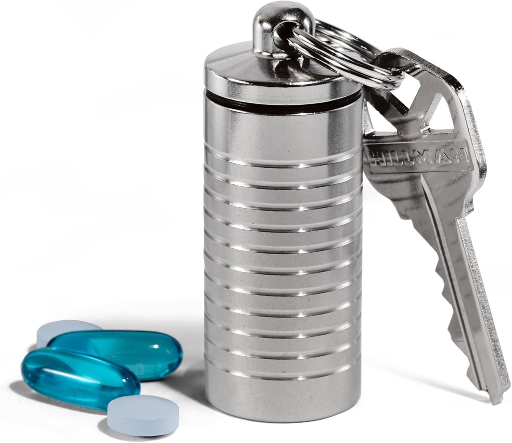 Cielo Pillenhalter - Große Einzelkammer Nitroglycerin Schlüsselanhänger Pillenhalter, Made in USA, Edelstahl Pillen Schlüsselanhänger, wasserdichte Pille Gehäuse mit anpassbaren Kammern