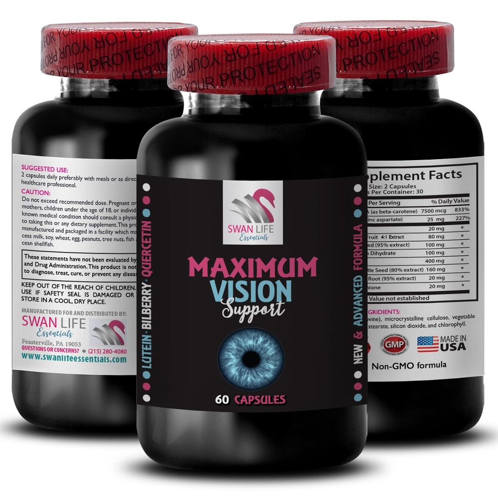 Vision Balance - EYE VISION SUPPLEMENT - Fokusvorteil, Crystal Vision, Klares Auge, Scharfe Wahrnehmung, Fokusverbesserung, Klares Bild, Bessere Sicht, Visuelle Erweiterung 1 Flasche 60 Kapseln