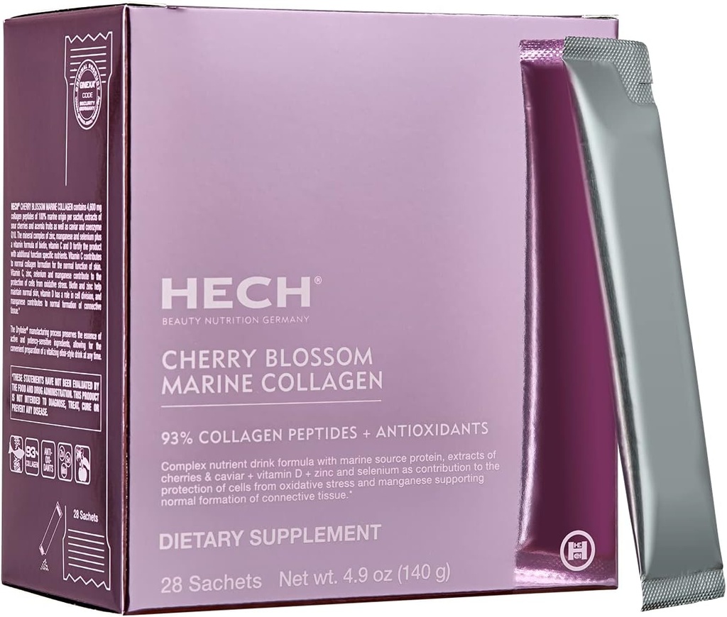 Cherry Blossom Marine Collagen - Trinkbeutel für jugendliche Glow mit 4.600 mg Marine Collagen und eine Antioxidante Matrix mit natürlichen Pflanzenextrakten