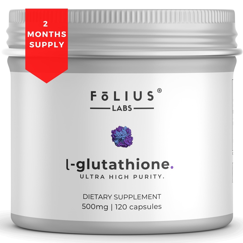 Ultra High Strength L-Glutathione 98% Ergänzung für Glowing Skin - Collagen Ergänzungen für Frauen und Männer - 500mg Konzentrierte Formel, Reduzierte Glutathione Ergänzung - 120 Kapseln