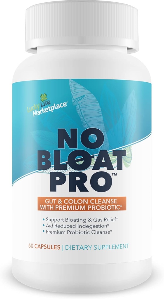 No Bloat Pro - Gut & Colon Cleanse mit Premium Probiotic Support - Support Bloating & Gas Relief - Enthält Fennel & Ginger - Förderung Colon Health & Digestive Health - Aid Regularity & Digestion
