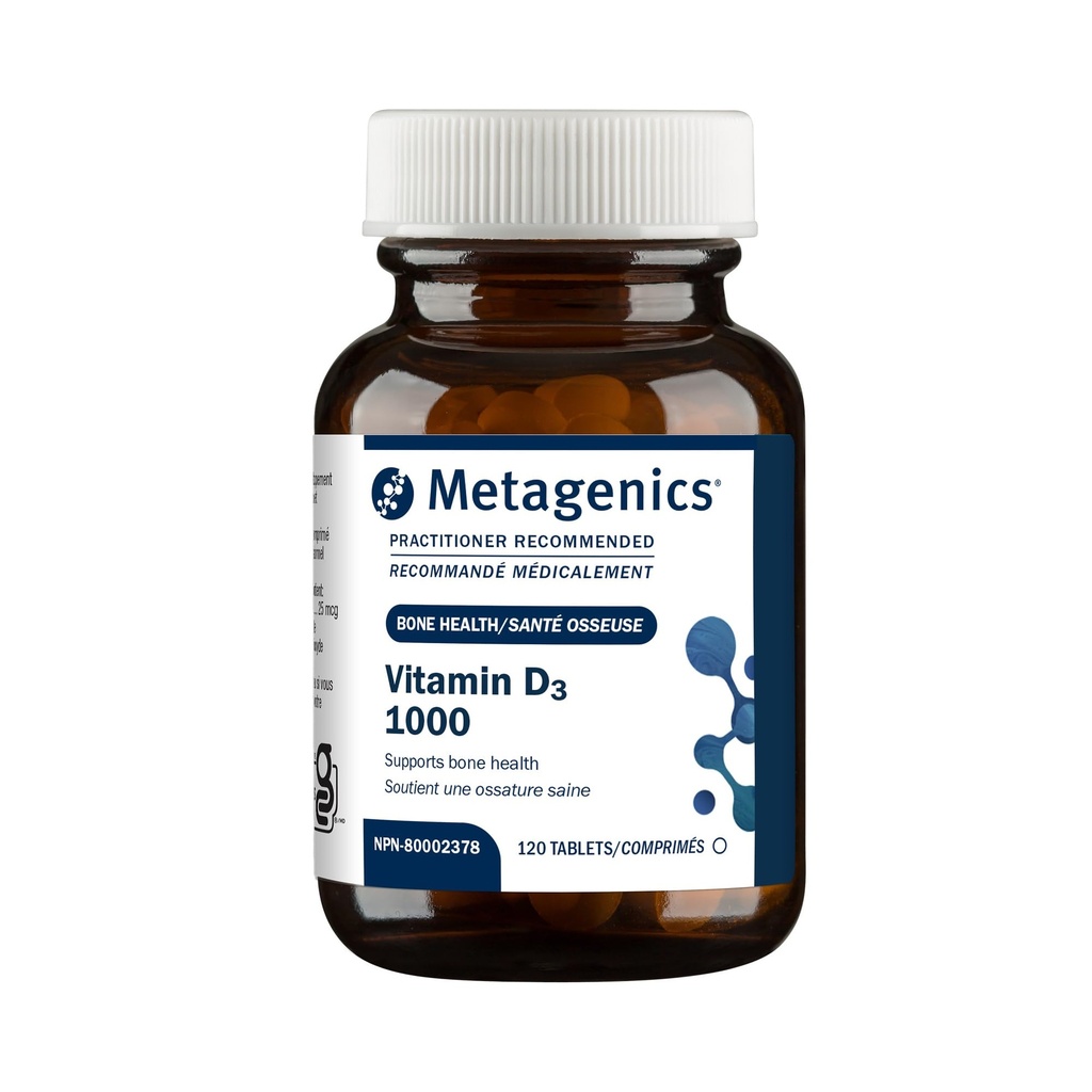 Metagenics Vitamin D3 1000 IU - Vitamin D Ergänzung für gesunde Knochenbildung, Herz-Kreislauf-Gesundheit und Immununterstützung - 120 Zähler