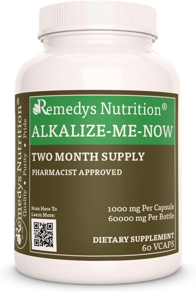 Remedy’s Nutrition Alkalize Me Now | 1.000 mg, 60 Vegan Kapseln pflanzliche Nahrungsergänzungsmittel | Zwei Monate Versorgung