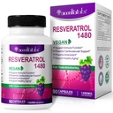 100% natürliche Resveratrol - 1480mg pro Servierung, 90 Veggie Kapseln, 99% reine Trans-Resveratrol, Antioxidans für gesundes Altern, Gehirn & Herz-Unterstützung
