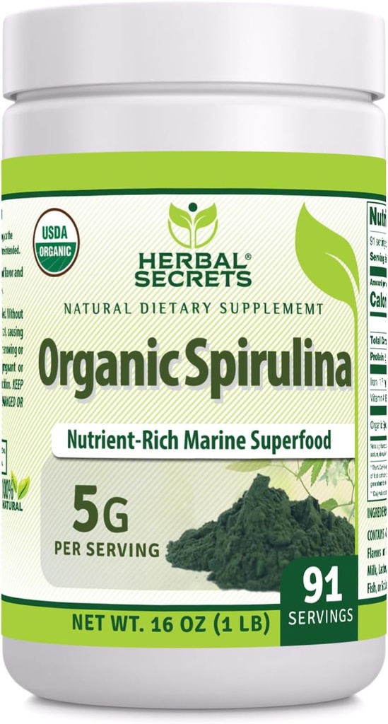 Kräutergeheimnisse Bio Spirulina Pulver 16 Oz| Non-GMO | Gluten Free | Made in USA