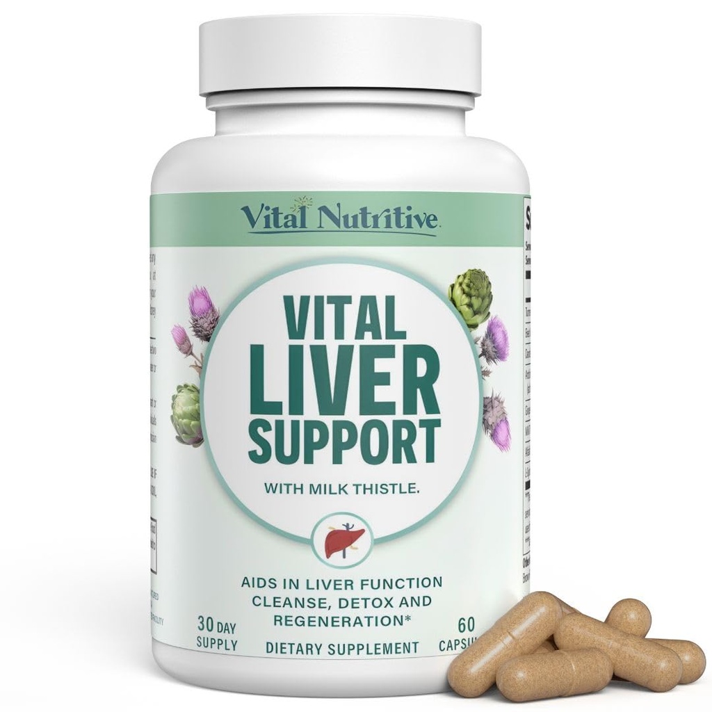 Le foie vital soutient le nouveau supplément de foie et la vitamine hépatique – 9-en-1 Formule de santé du foie, de nettoyage et de réparation avec le chardon de lait biologique soutient le nettoyage du foie