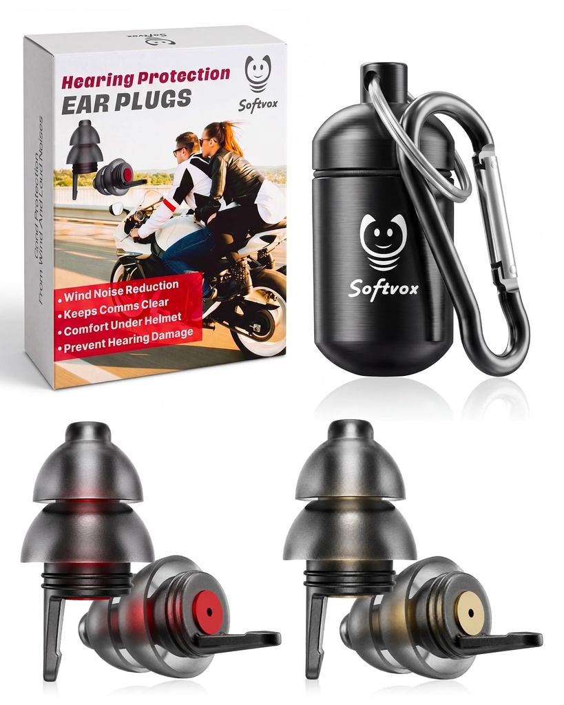 Motorrad Ohrstecker für Wind Lärmreduzierung - 2 Paare - 25dB - Motorradzubehör - Wiederverwendbare Moto-Earplugs, Weicher bequemer Gehörschutz für Motorrad, Touren, Rennen, Reiten