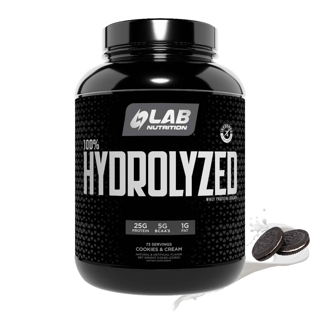 100% hydrolysiertes Whey Protein Isolate (5 Pfund, Cookies und Creme Flavor) 25gr Protein, Muskelaufbau, Lean Muskelwachstum, Einfache Verdauung, Glutenfrei, Lactosefrei, schnelles Absorbieren.