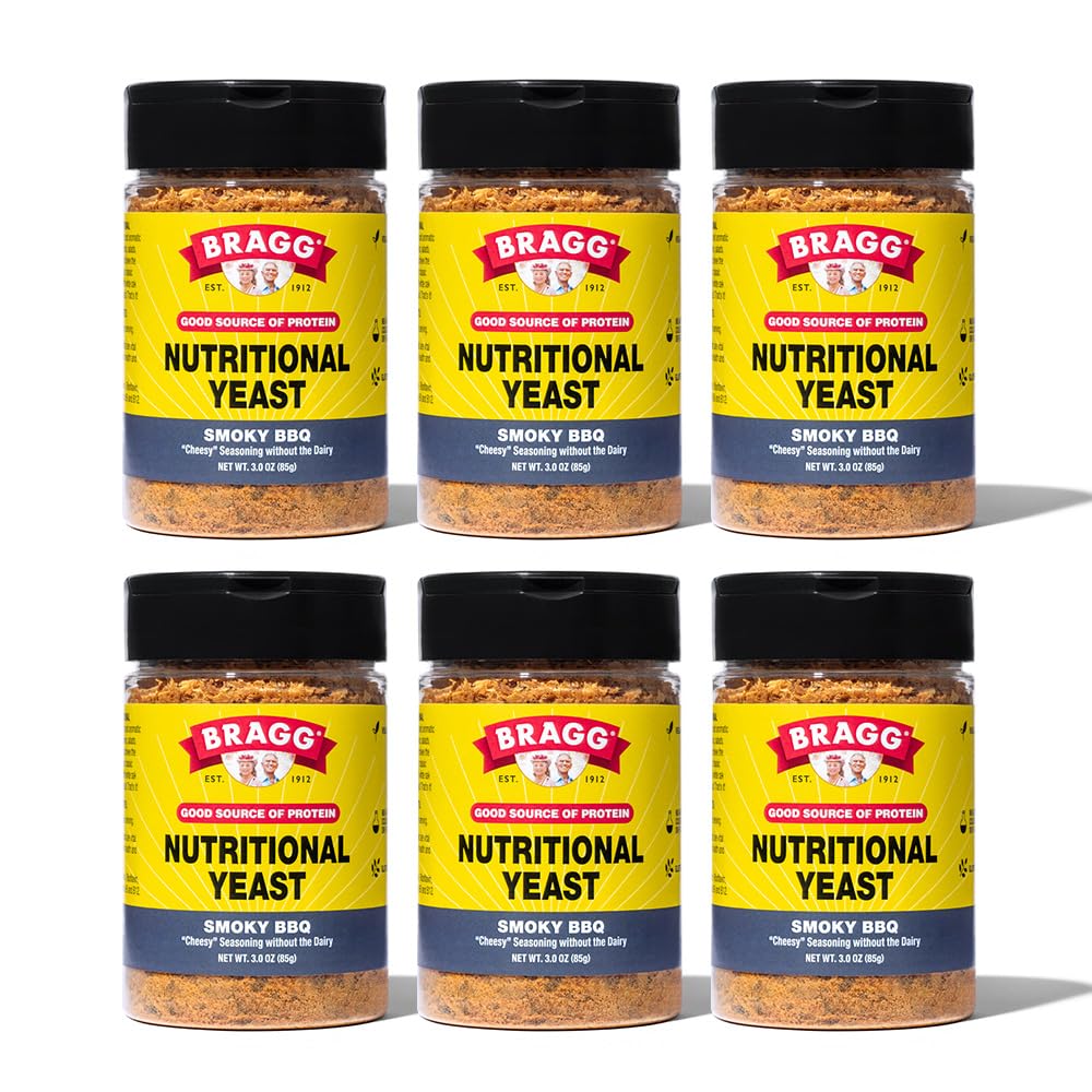 Bragg Nutritional Yeast Smoky BBQ Seasoning - (6 Pack) 3 Unze - Dairy-Free Parmesan Käse Substitute - Perfekt für Salaten, Pastas, Popcorn, und mehr