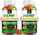 (2 Pack) Hohe Potenz Hanf-Gummien extra Stärke -Stress, Schlaf, Stimmung, Beruhigung, Fokus, Entspannungsergänzungsmittel, 100% natürliche Hanföl-Extrakt Infused Gummis, Vegan, Non-GMO, Gluten-Free