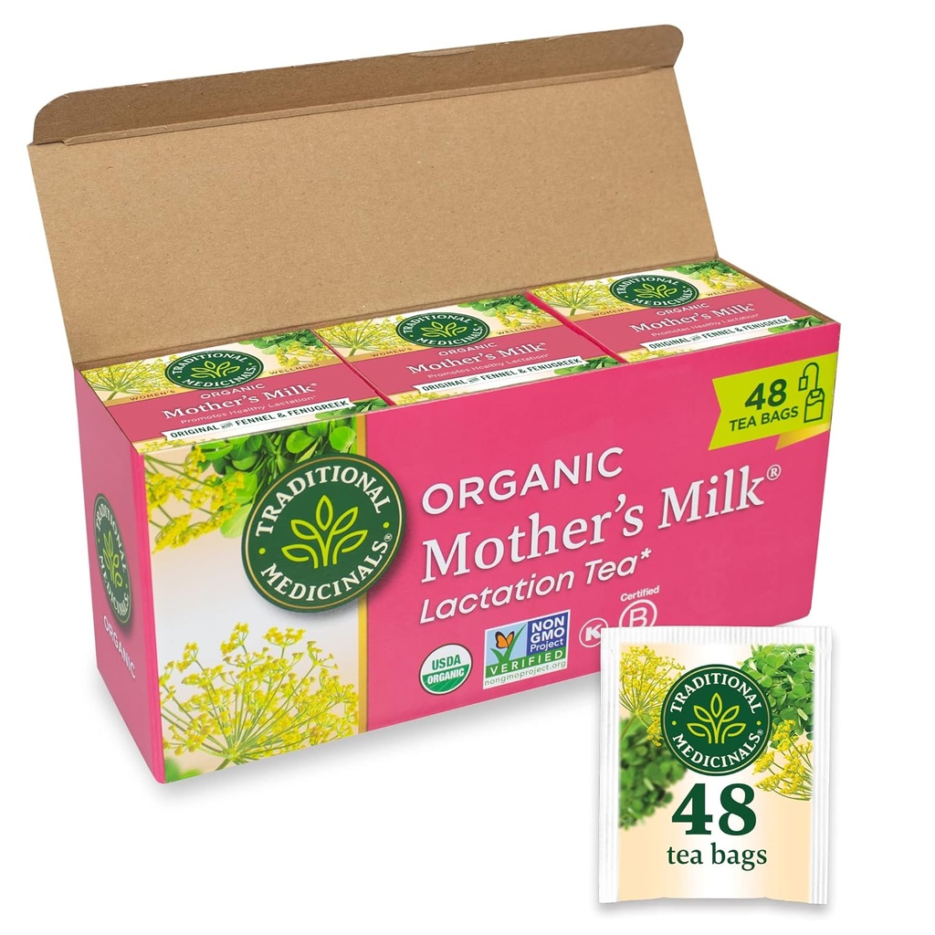Thé médicinal traditionnel, lait maternel biologique, favorise l'allaitement, soutien à l'allaitement, 48 sachets de thé (3 pack)