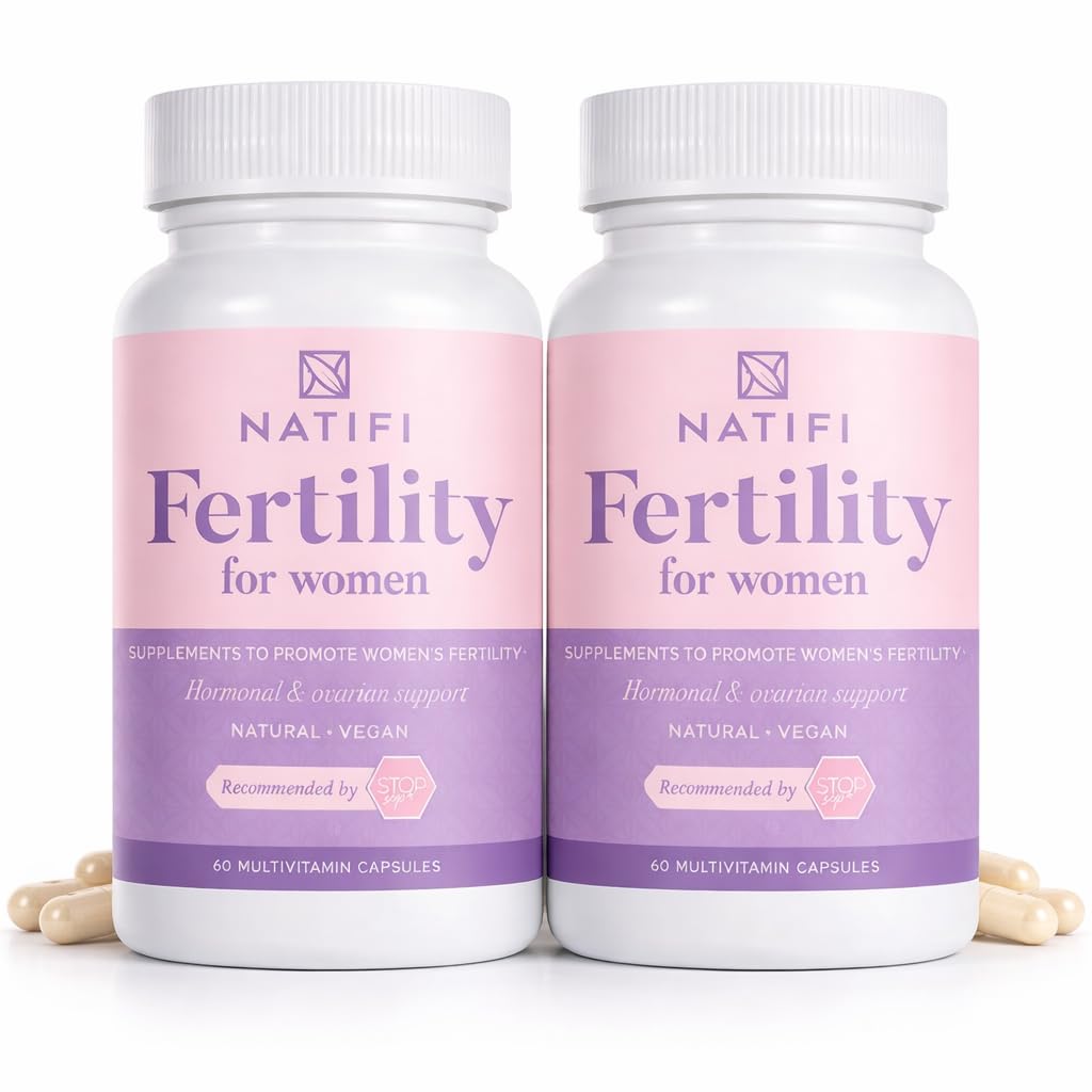 Natifi (2 Flaschen Fertilität Pränatale Vitamine Regulieren Zyklen Balance Hormone, Hilfe Ovulation. Konzeption Multivitamin für Frauen. 60 Caps Folsäure, Myo Inositol, Vitex