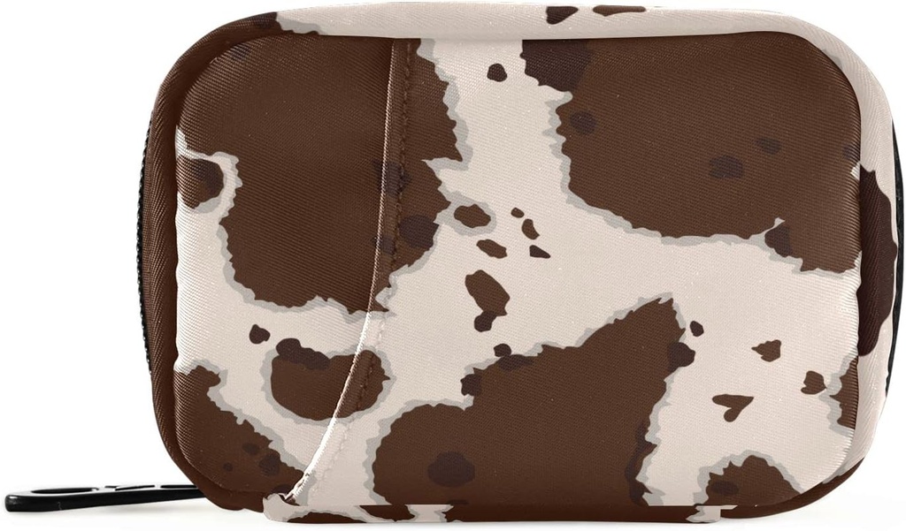 OTVEE Beige Brown Cow Print Pill Case Bag, Vitamin Organizer Medizin Tragen Fall für Reisen