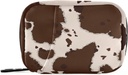 OTVEE Beige Brown Cow Print Pill Case Bag, Vitamin Organizer Medizin Tragen Fall für Reisen