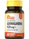 Sundance Ashwagandha 920mg | 60 Kapseln | Super Konzentrat | Traditionelle Ayurvedische Kräuter | Non-GMO, Glutenfreie Ergänzung