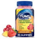 TUMS Plus Upset Stomach & Nausea Support, Nahrungsergänzung, Ginger Berry - 45 Count