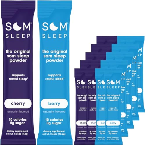 Som Sleep, Restful Sleep Zero Sugar Powder Mix 20 Pack Set: Kirsche & Berry Flavor – Vegan, Keto