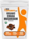 BulkSupplements.com Poudre de champignons Chaga bio - Supplément de champignons Chaga, supplément super-alimentaire - Vegan & sans gluten, 500mg par portion, 250g (8,8 oz) (paquet de 1)