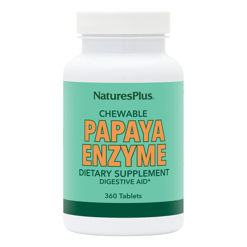 Natures Plus Papaya Enzyme - 6 mg Papain - All Natural Digestive Aid Supplement, Enthält Amylase & Protease - 360 Kautabletten (360 Servietten)