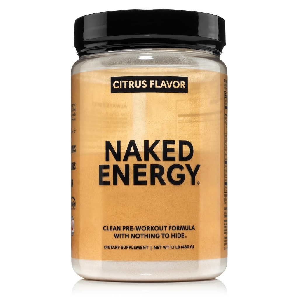NAKED Citrus Energy - Citrus Flavored Clean Pre Workout Ergänzung für Männer und Frauen, Vegan freundlich, keine hinzugefügt Süßungsmittel, Farben oder Flavors - 30 Servietten