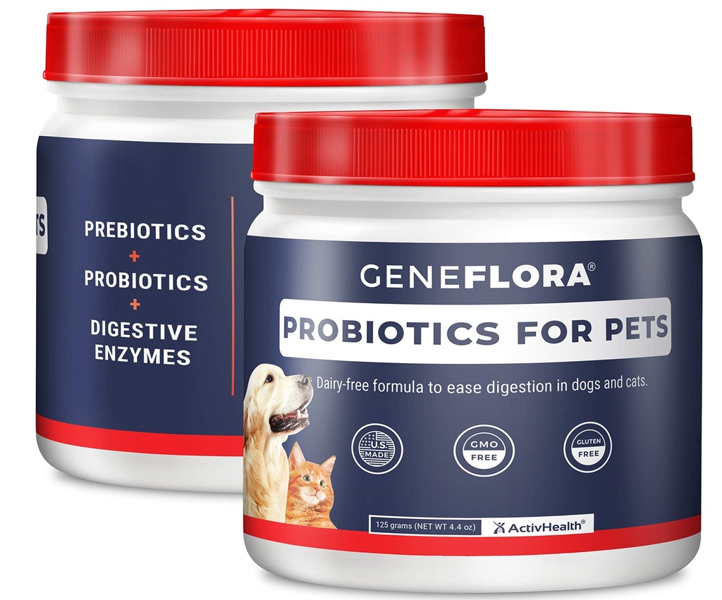 ActivHealth Digestive Enzyme und Probiotic für Haustiere (Dogs, Katzen, Kaninchen und mehr, 125 mg, 120 Portionen) von Geneflora für Pets Pack von 2
