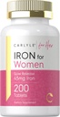 Carlyle Eisen Ergänzung für Frauen | 45mg | 200 langsame Freisetzung Tabletten | Vegetarisch, Non-GMO, Gluten Kostenlose Pillen | für Sie