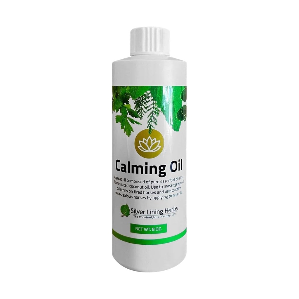 Huile de calmant pour chevaux – Mélange d'huile essentielle tout naturel à l'huile de noix de coco – aide à détendre les chevaux anxieux, sans repos et à haute tension – 8 oz
