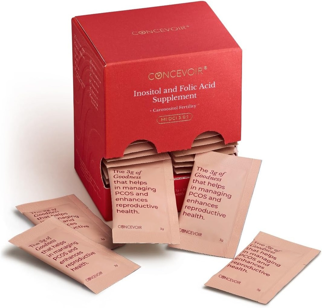 Myo-Inositol & D-Chiro Inositol pour l'équilibre hormonal pour les femmes, Rapport idéal 3.6:1 pour PCOS, Poudre supplémentaire d'inositol pour PCOS, Ingrédients naturels, Acide folique, 30 jours d'approvisionnement