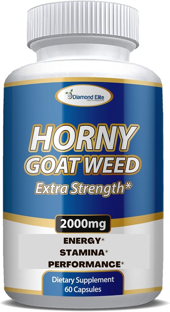 Extra Strength Horny Goat Weed Extract - Energie, Leistung, & Stamina Booster- mit Maca, L-Arginin, Tongkat Ali für Männer & Frauen - 60 Kapseln