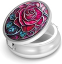 Pill Box-3 Compartiment petit étui de pilule pour la Purse & Pocket Mini Pill Holder Metal Travel Pill Container pour tenir des suppléments de vitamines sans BPA (Rose)