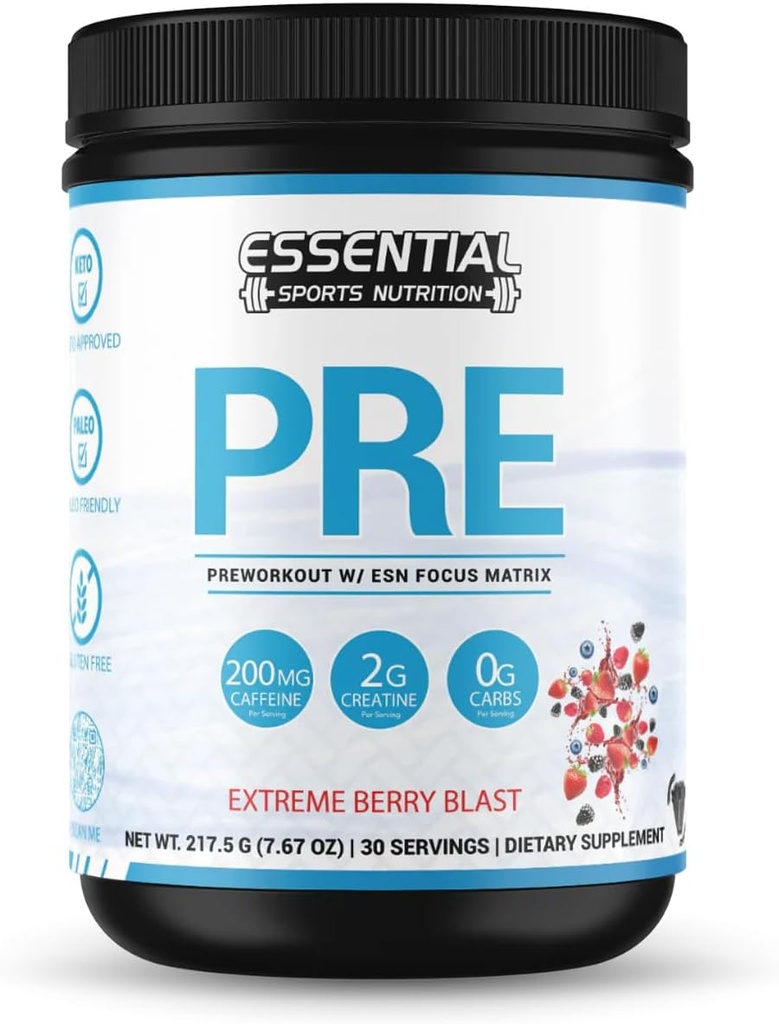 PRE | Pre-Workout mit Kreatin, Fokusformel und 200mg Koffein (n/a, Extreme Berry Blast)