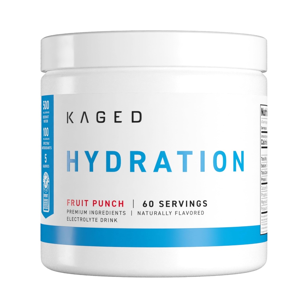 Kaged Hydration Elektrolyte Pulver | Fruit Punch | Hydra-Charge Sports Drink Mix | Pre, Post, Intra Workout | Low Carb, Vegan, Gluten Free | Ergänzungen für Männer & Frauen | 60 Servierungen