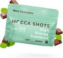 SGC Concentration la plus élevée 100mg Caféine par Gummy, 2 Gummies par paquet, 12-Pack Mocca Shots Mint Chocolat à base d'énergie instantanée nootropique avec Ginkgo biloba, Theobromine.