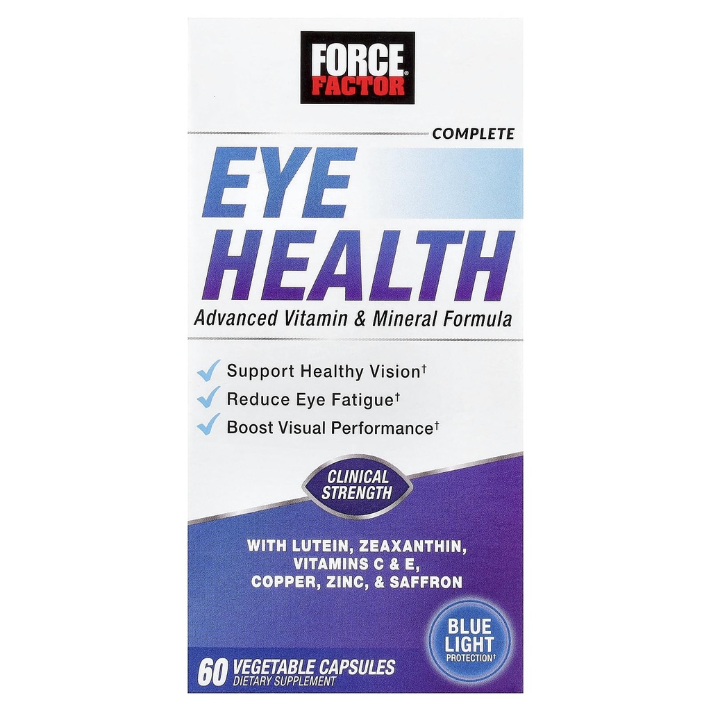 FORCE FACTOR Komplette Augengesundheit, Klinische Stärke Augen Vitamine mit Lutein & Zeaxanthin zu unterstützen Vision, Augenfunktion und Blau-Licht-Schutz, Augengesundheit Ergänzungen für Erwachsene, 60 Kapseln