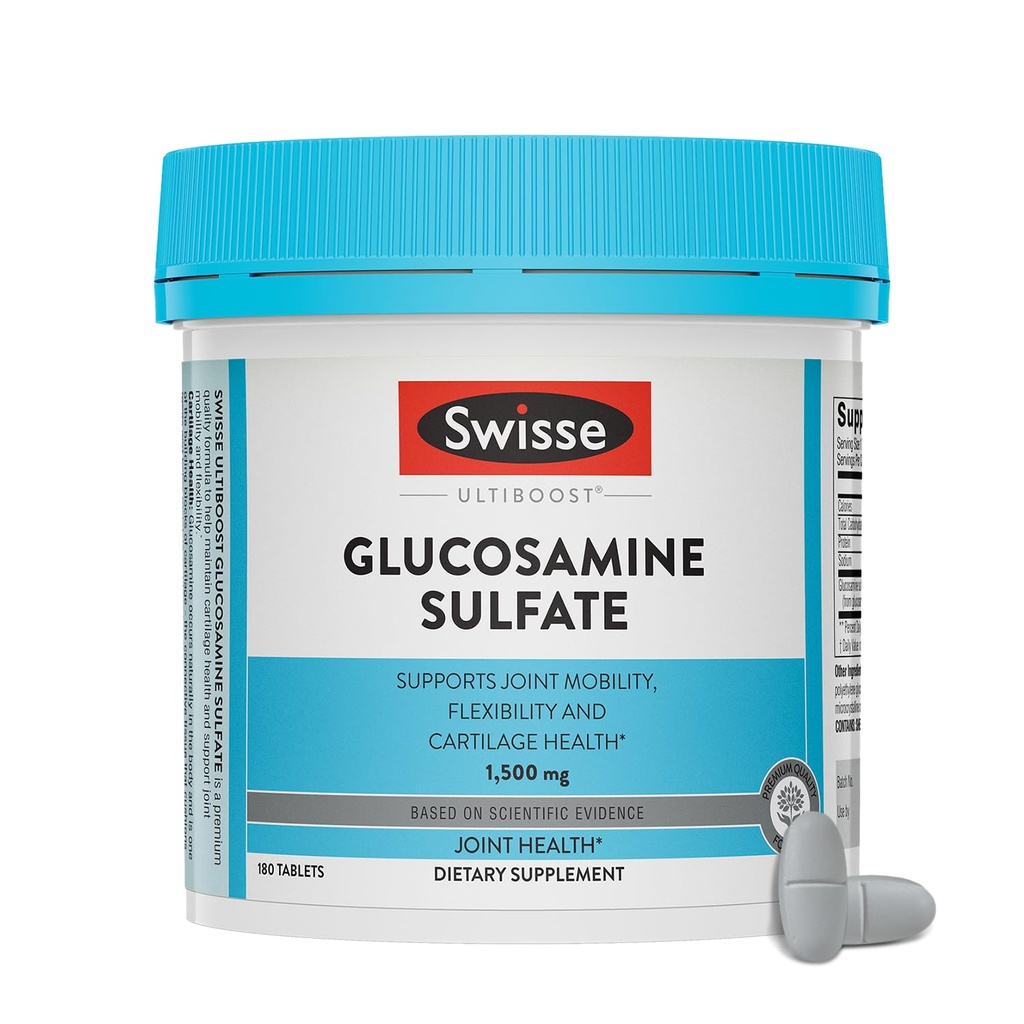 Swisse Glucosamine Sulfate Joint Support Supplement für Mobilität und Flexibilität Gesundheit | Frauen und Männer | Glucosamina 1500mg | 180 Tablettens 6 Monate Versorgung