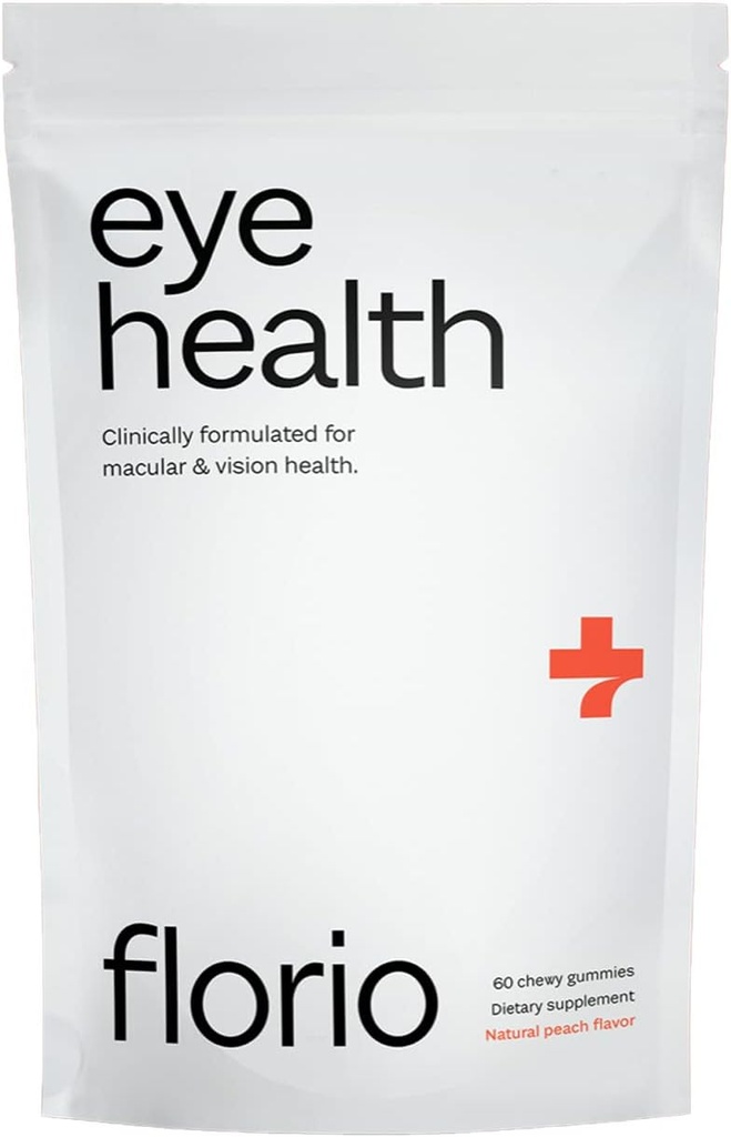 Florio Eye Health Gummy Vitamine für Erwachsene, 2X Lutein & Zeaxanthin, Vitamine A, B2, B3, C & E, Preserve Macular & Retinal Health, Fights Oxidation, 30-Day Supply, natürliche Peach Flavor