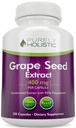 Purely Holistic Grape Seed Extract 20.000mg - 250 Vegan Capsules - 8+ Month Supply - Standardisiert auf 95 % Polyphenole - 400 mg pro Kapsel - Maximum Strength Grapeseed - Non-GMO & Pesticide Free