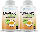 Turmeric Curcumin Supplement - 2250mg/d - Veggie Caps - 95% Curcuminoids with Black Pepper Extract (Bioperine) - 750mg Capsules - 100% Organic - Most Powerful Turmeric (Pack of 2)