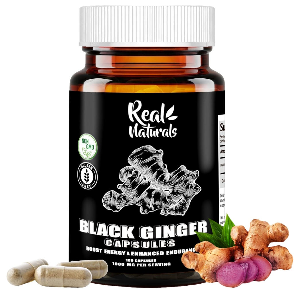 Schwarzer Ingwer für Herren Kapsel 500 mg (100 Kapseln) Vegan kaempferia parviflora Black Ginger Extract Kapseln für Gesamtausdauer und Leistung